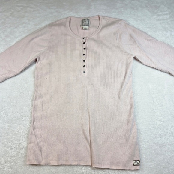 Polo Jeans Co. Ralph Lauren Tops - Polo Jeans Co Ralph Lauren Womens Henley Top Pink Ribbed Long Sleeve Large L